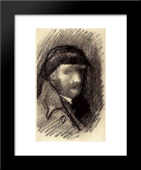 Self-Portrait With Cap 20x24 Black Modern Wood Framed Art Print Poster by Van Gogh, Vincent