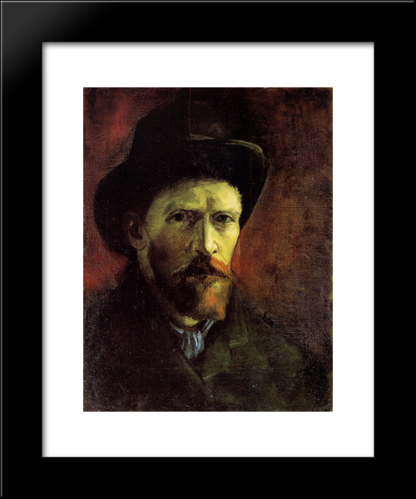 Self-Portrait With Dark Felt Hat 20x24 Black Modern Wood Framed Art Print Poster by Van Gogh, Vincent