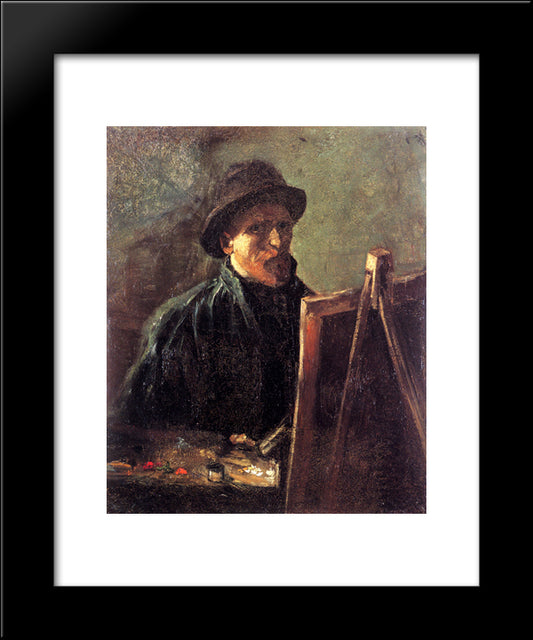 Self-Portrait With Dark Felt Hat At The Easel 20x24 Black Modern Wood Framed Art Print Poster by Van Gogh, Vincent