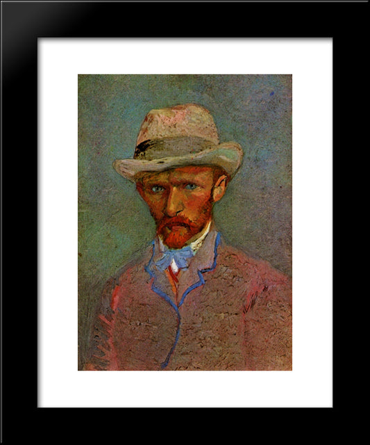 Self-Portrait With Gray Felt Hat 20x24 Black Modern Wood Framed Art Print Poster by Van Gogh, Vincent