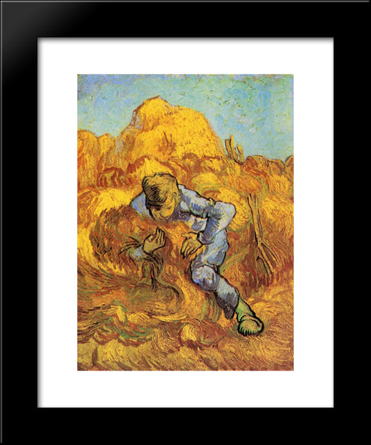 Sheaf-Binder, The After Millet 20x24 Black Modern Wood Framed Art Print Poster by Van Gogh, Vincent