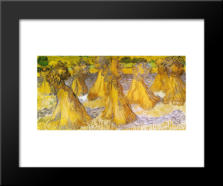 Sheaves Of Wheat 20x24 Black Modern Wood Framed Art Print Poster by Van Gogh, Vincent