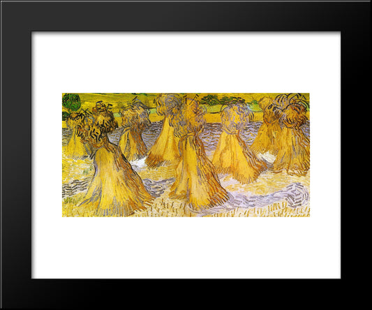 Sheaves Of Wheat 20x24 Black Modern Wood Framed Art Print Poster by Van Gogh, Vincent