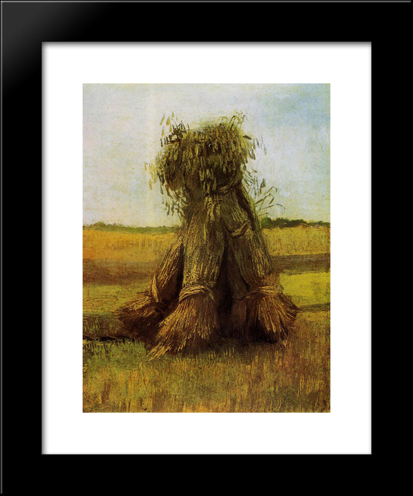 Sheaves Of Wheat In A Field 20x24 Black Modern Wood Framed Art Print Poster by Van Gogh, Vincent