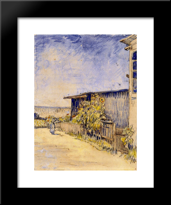 Shed With Sunflowers 20x24 Black Modern Wood Framed Art Print Poster by Van Gogh, Vincent