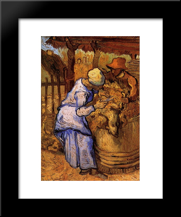 Sheep-Shearers, The After Millet 20x24 Black Modern Wood Framed Art Print Poster by Van Gogh, Vincent