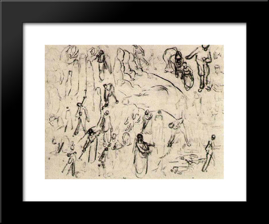 Sheet With Figures And Hands 20x24 Black Modern Wood Framed Art Print Poster by Van Gogh, Vincent