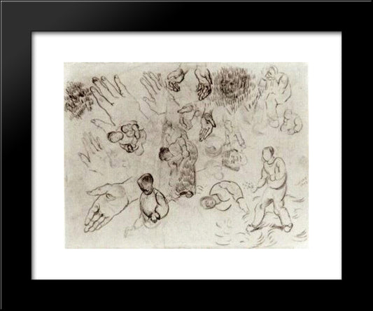 Sheet With Hands And Several Figures 20x24 Black Modern Wood Framed Art Print Poster by Van Gogh, Vincent