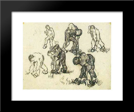 Sheet With Sketches Of Diggers And Other Figures 20x24 Black Modern Wood Framed Art Print Poster by Van Gogh, Vincent