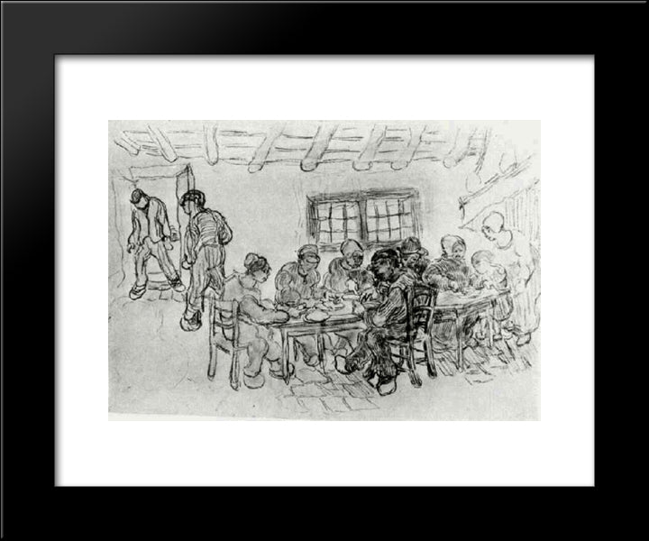 Sheet With Two Groups Of Peasants At A Meal 20x24 Black Modern Wood Framed Art Print Poster by Van Gogh, Vincent