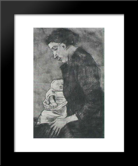 Sien Nursing Baby, Half-Figure 20x24 Black Modern Wood Framed Art Print Poster by Van Gogh, Vincent