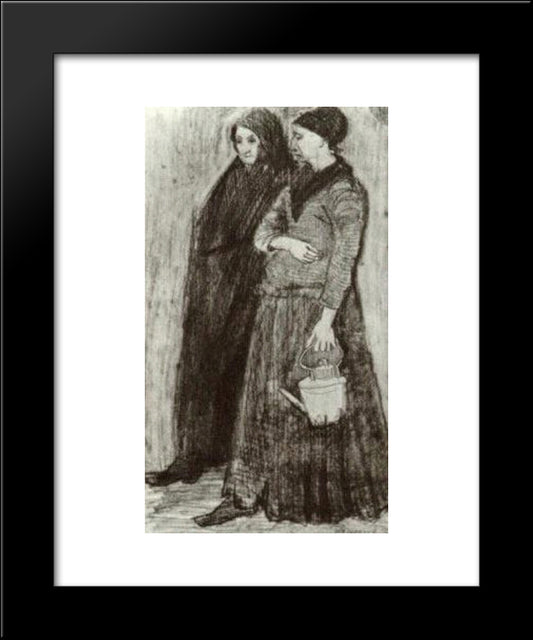 Sien Pregnant, Walking With Older Woman 20x24 Black Modern Wood Framed Art Print Poster by Van Gogh, Vincent