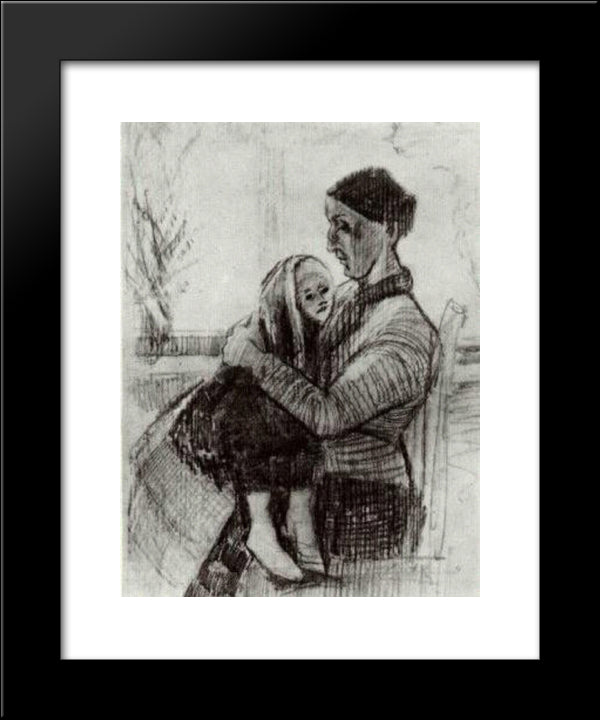 Sien With Child On Her Lap 20x24 Black Modern Wood Framed Art Print Poster by Van Gogh, Vincent