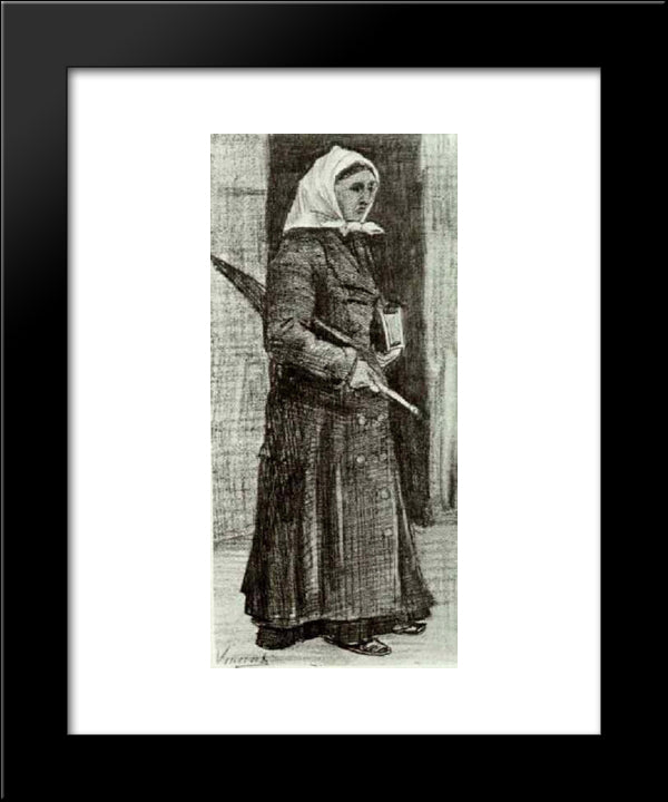 Sien With Umbrella And Prayer Book 20x24 Black Modern Wood Framed Art Print Poster by Van Gogh, Vincent