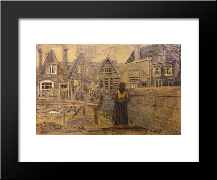 Sien'S Mother'S House Seen From The Backyard 20x24 Black Modern Wood Framed Art Print Poster by Van Gogh, Vincent