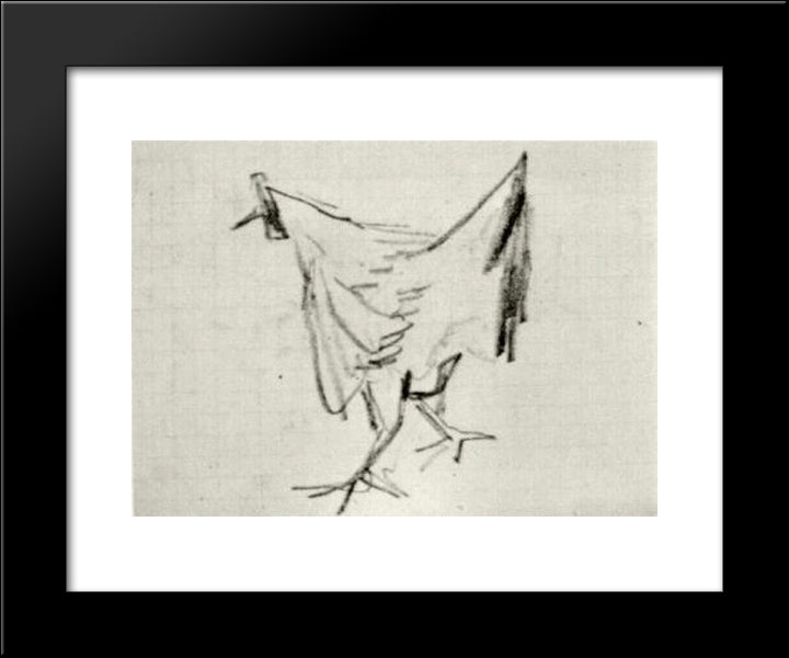 Sketch Of A Hen 20x24 Black Modern Wood Framed Art Print Poster by Van Gogh, Vincent