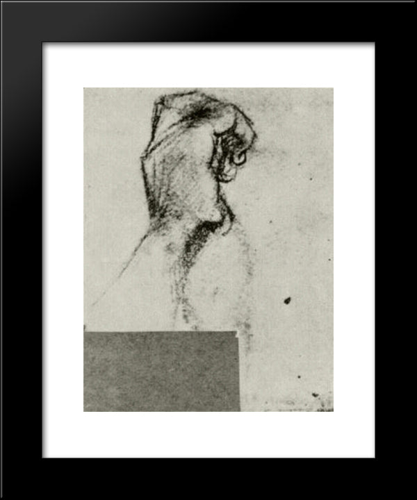 Sketch Of A Left Hand 20x24 Black Modern Wood Framed Art Print Poster by Van Gogh, Vincent