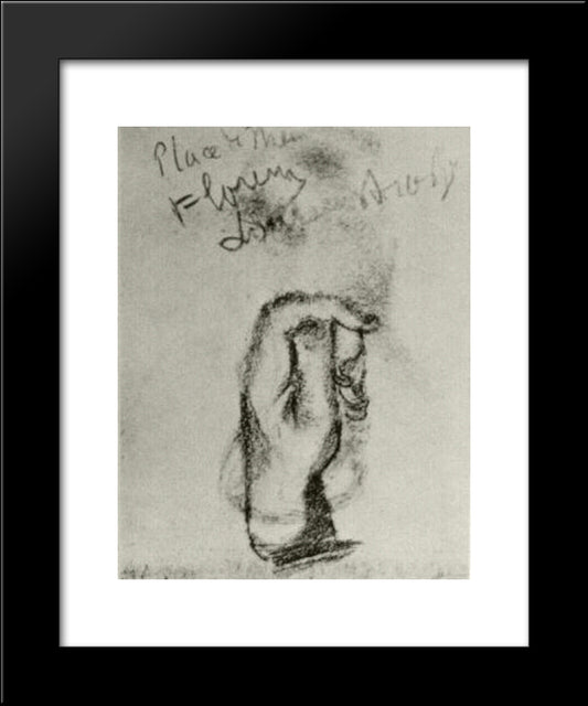 Sketch Of A Left Hand 20x24 Black Modern Wood Framed Art Print Poster by Van Gogh, Vincent