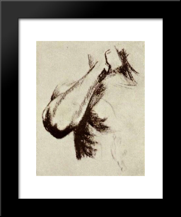 Sketch Of A Right Arm And Shoulder 20x24 Black Modern Wood Framed Art Print Poster by Van Gogh, Vincent