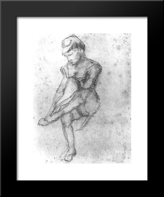 Sketch Of A Seated Woman 20x24 Black Modern Wood Framed Art Print Poster by Van Gogh, Vincent