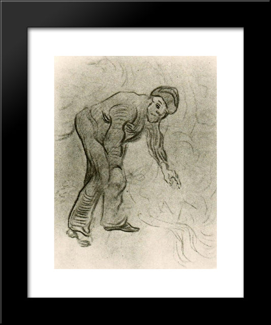 Sketch Of A Stooping Man 20x24 Black Modern Wood Framed Art Print Poster by Van Gogh, Vincent