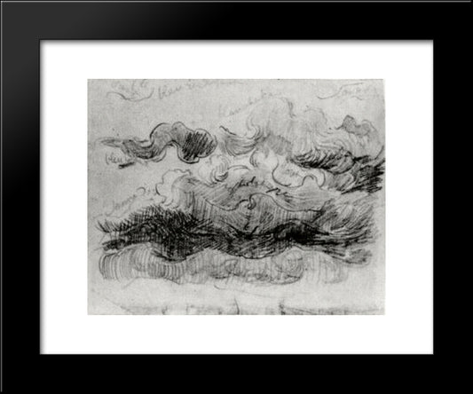 Sketch Of Clouds With Colour Annotations 20x24 Black Modern Wood Framed Art Print Poster by Van Gogh, Vincent