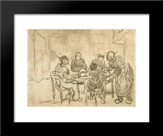 Sketch Of The Painting The Potato Eaters 20x24 Black Modern Wood Framed Art Print Poster by Van Gogh, Vincent