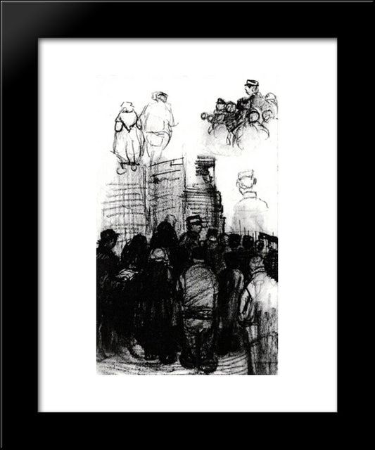 Sketches For The Drawing Of An Auction 20x24 Black Modern Wood Framed Art Print Poster by Van Gogh, Vincent