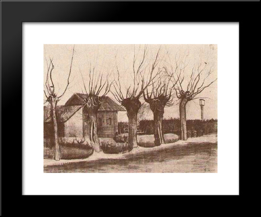 Small House On A Road With Pollard Willows 20x24 Black Modern Wood Framed Art Print Poster by Van Gogh, Vincent