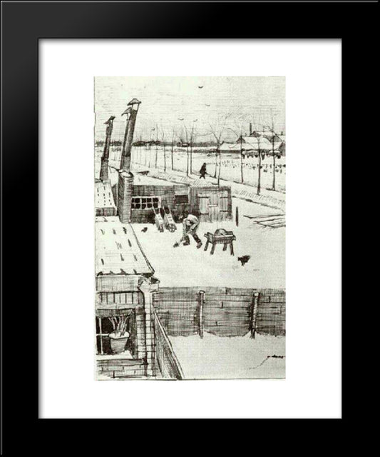 Snowy Yard 20x24 Black Modern Wood Framed Art Print Poster by Van Gogh, Vincent