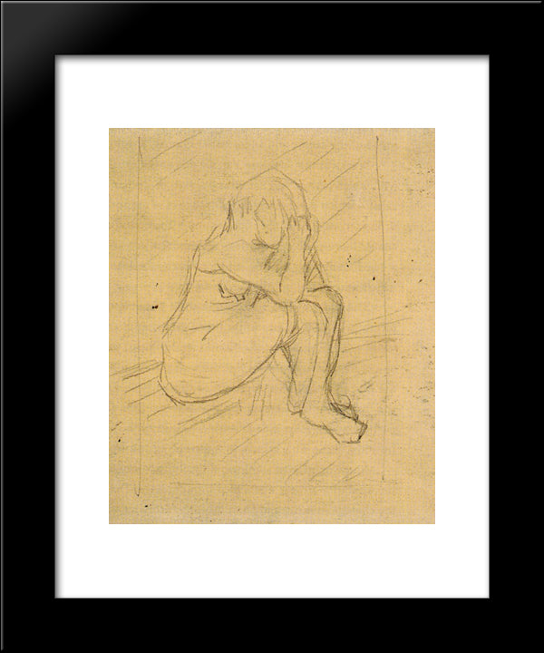 Sorrowing Woman 20x24 Black Modern Wood Framed Art Print Poster by Van Gogh, Vincent