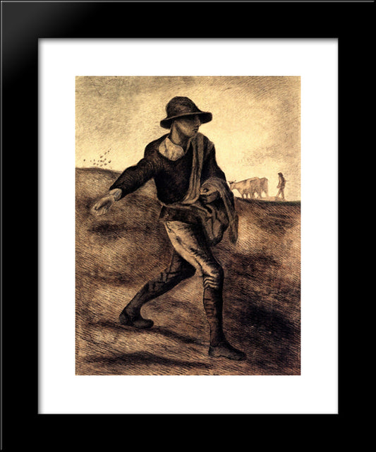 Sower (After Millet) 20x24 Black Modern Wood Framed Art Print Poster by Van Gogh, Vincent