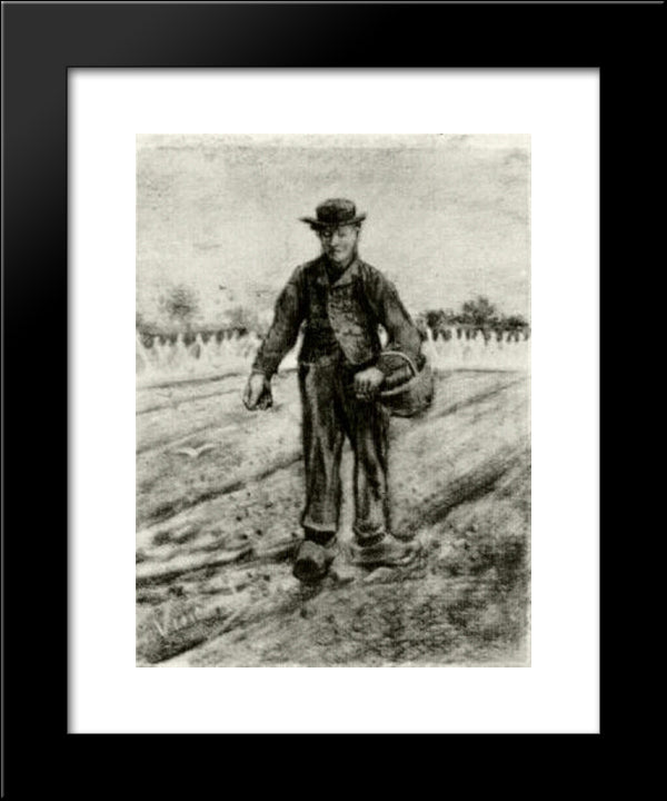 Sower With Basket 20x24 Black Modern Wood Framed Art Print Poster by Van Gogh, Vincent