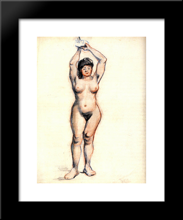 Standing Female Nude Seen From The Front 20x24 Black Modern Wood Framed Art Print Poster by Van Gogh, Vincent