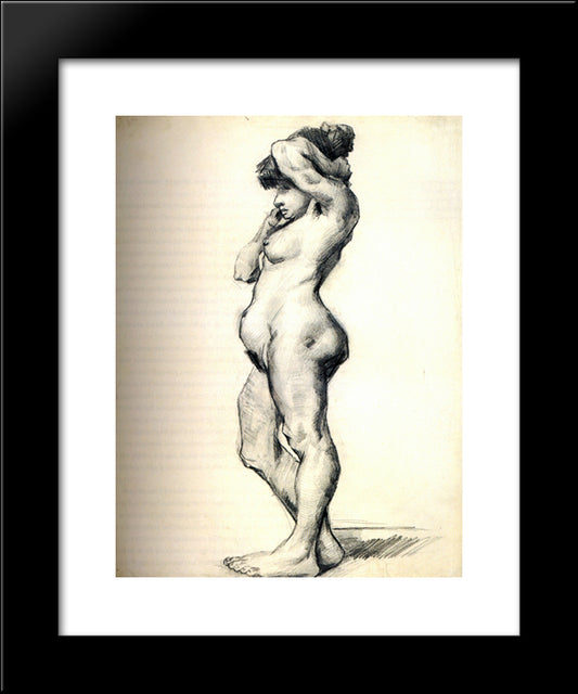 Standing Female Nude Seen From The Side 20x24 Black Modern Wood Framed Art Print Poster by Van Gogh, Vincent