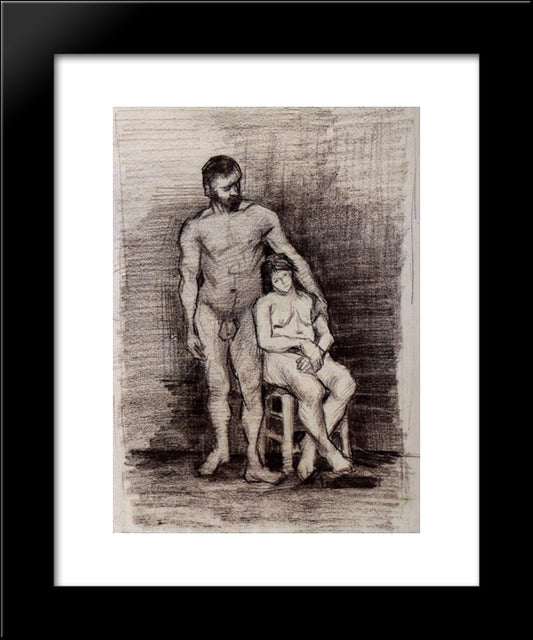 Standing Male And Seated Female Nudes 20x24 Black Modern Wood Framed Art Print Poster by Van Gogh, Vincent