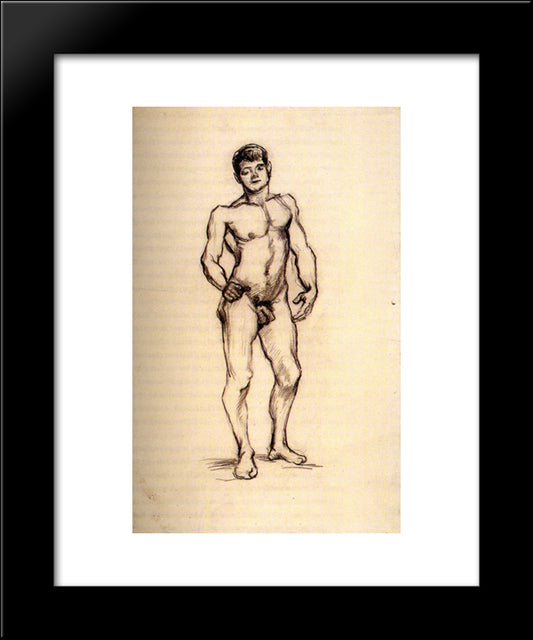 Standing Male Nude Seen From The Front 20x24 Black Modern Wood Framed Art Print Poster by Van Gogh, Vincent