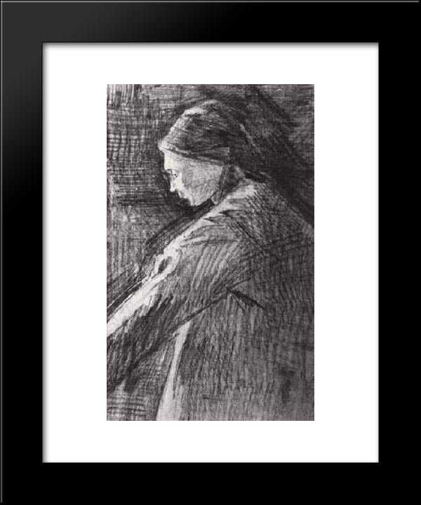 Standing Woman, Half-Length 20x24 Black Modern Wood Framed Art Print Poster by Van Gogh, Vincent