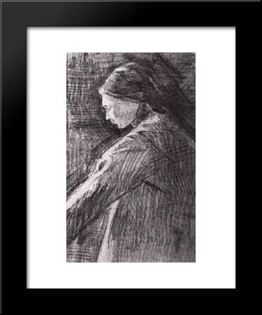 Standing Woman, Half-Length 20x24 Black Modern Wood Framed Art Print Poster by Van Gogh, Vincent