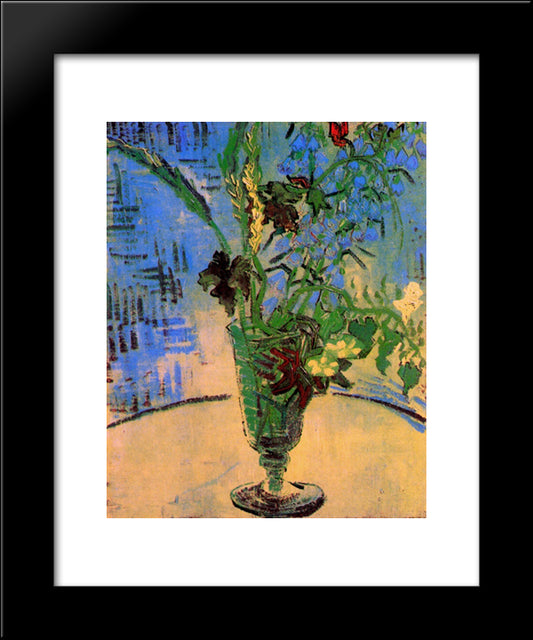 Still Life Glass With Wild Flowers 20x24 Black Modern Wood Framed Art Print Poster by Van Gogh, Vincent