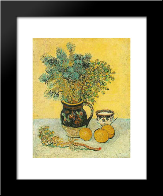 Still Life Majolica Jug With Wildflowers 20x24 Black Modern Wood Framed Art Print Poster by Van Gogh, Vincent