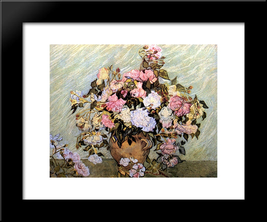 Still Life Vase With Roses 20x24 Black Modern Wood Framed Art Print Poster by Van Gogh, Vincent