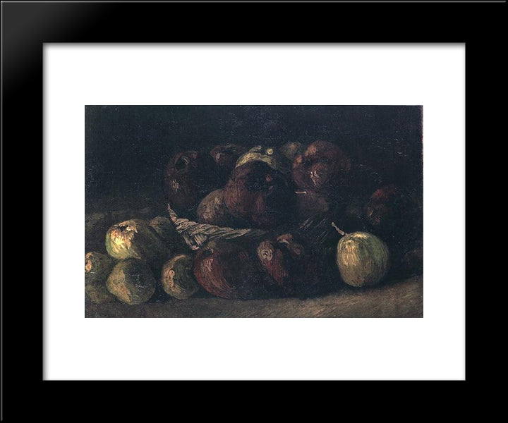 Still Life With A Basket Of Apples 20x24 Black Modern Wood Framed Art Print Poster by Van Gogh, Vincent