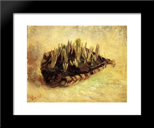 Still Life With A Basket Of Crocuses 20x24 Black Modern Wood Framed Art Print Poster by Van Gogh, Vincent