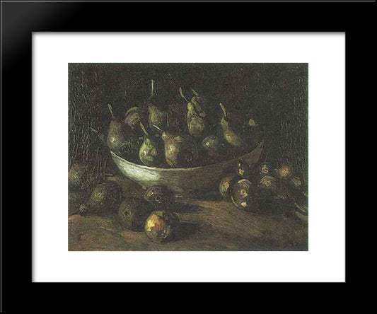 Still Life With An Earthern Bowl And Pears 20x24 Black Modern Wood Framed Art Print Poster by Van Gogh, Vincent