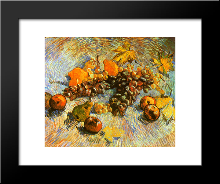 Still Life With Apples, Pears, Lemons And Grapes 20x24 Black Modern Wood Framed Art Print Poster by Van Gogh, Vincent