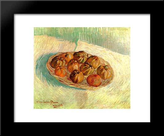 Still Life With Basket Of Apples (To Lucien Pissarro) 20x24 Black Modern Wood Framed Art Print Poster by Van Gogh, Vincent