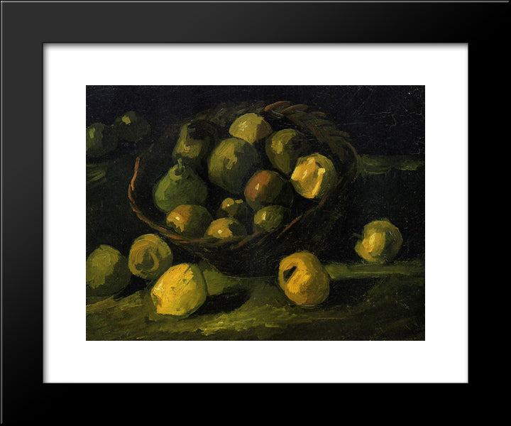 Still Life With Basket Of Apples 20x24 Black Modern Wood Framed Art Print Poster by Van Gogh, Vincent