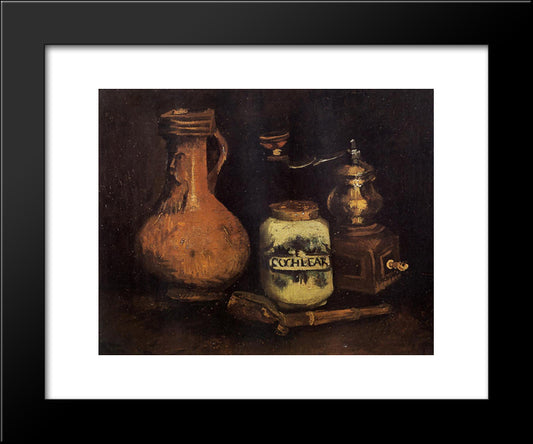 Still Life With Coffee Mill, Pipe Case And Jug 20x24 Black Modern Wood Framed Art Print Poster by Van Gogh, Vincent