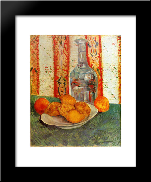 Still Life With Decanter And Lemons On A Plate 20x24 Black Modern Wood Framed Art Print Poster by Van Gogh, Vincent